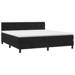 Boxspringbett mit Matratze & LED Schwarz 180x200 cm Samt