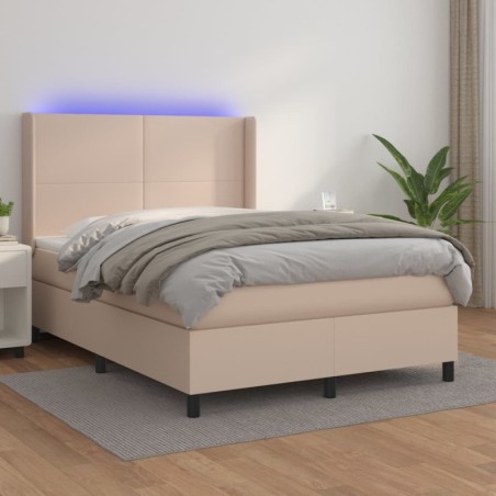 Boxspringbett mit Matratze & LED Cappuccino-Braun 140x190cm