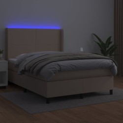 Boxspringbett mit Matratze & LED Cappuccino-Braun 140x190cm