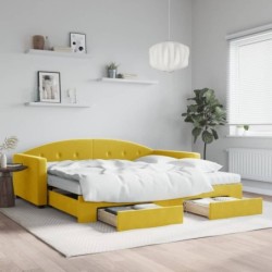 Tagesbett Ausziehbar mit Schubladen Gelb 100x200 cm Samt