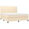 Boxspringbett mit Matratze Creme 180x200 cm Stoff