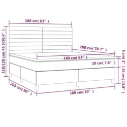 Boxspringbett mit Matratze & LED Dunkelblau 160x200 cm Samt
