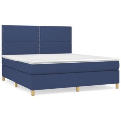 Boxspringbett mit Matratze Blau 160x200 cm Stoff