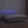 Boxspringbett mit Matratze & LED Weiß 180x200 cm Kunstleder