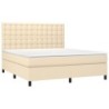 Boxspringbett mit Matratze Creme 160x200 cm Stoff