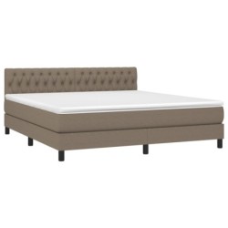 Boxspringbett mit Matratze & LED Taupe 180x200 cm Stoff