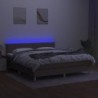 Boxspringbett mit Matratze & LED Taupe 180x200 cm Stoff