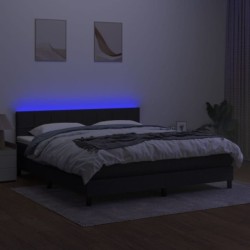 Boxspringbett mit Matratze & LED Schwarz 180x200 cm Stoff