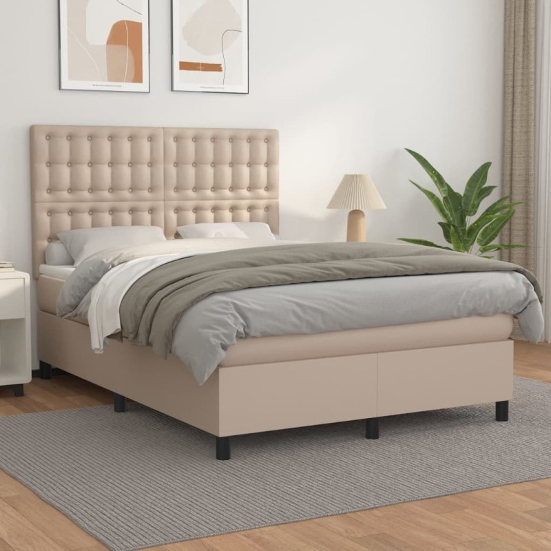 Boxspringbett Matratze Cappuccino-Braun 140x190cm Kunstleder