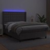 Boxspringbett mit Matratze & LED Grau 140x200 cm Kunstleder