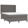 Boxspringbett mit Matratze & LED Grau 140x200 cm Kunstleder