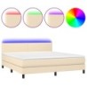 Boxspringbett mit Matratze & LED Creme 180x200 cm Stoff