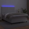 Boxspringbett mit Matratze & LED Weiß 140x200 cm Kunstleder