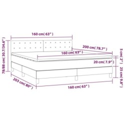 Boxspringbett mit Matratze & LED Taupe 160x200 cm Stoff