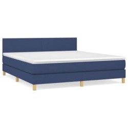 Boxspringbett mit Matratze Blau 180x200 cm Stoff