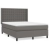 Boxspringbett mit Matratze Grau 140x190 cm Kunstleder