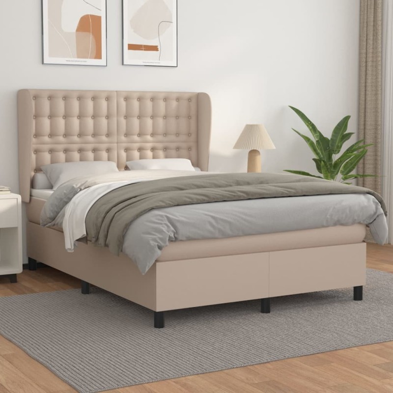 Boxspringbett Matratze Cappuccino-Braun 140x200cm Kunstleder