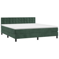 Boxspringbett mit Matratze & LED Dunkelgrün 160x200 cm Samt