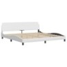 Bett mit Matratze Weiß 200x200 cm Kunstleder