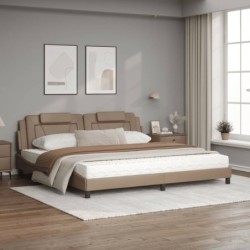 Bett mit Matratze Cappuccino-Braun 200x200 cm Kunstleder
