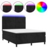 Boxspringbett mit Matratze & LED Schwarz 140x190 cm Samt