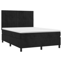 Boxspringbett mit Matratze & LED Schwarz 140x190 cm Samt