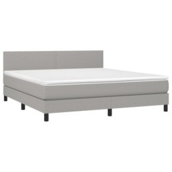 Boxspringbett mit Matratze Hellgrau 180x200 cm Stoff