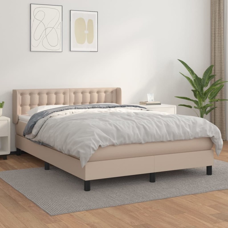 Boxspringbett Matratze Cappuccino-Braun 140x190cm Kunstleder