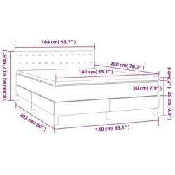 Boxspringbett mit Matratze & LED Dunkelgrau 140x200 cm Stoff