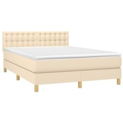 Boxspringbett mit Matratze & LED Creme 140x190 cm Stoff