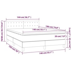 Boxspringbett mit Matratze & LED Schwarz 140x190 cm Samt