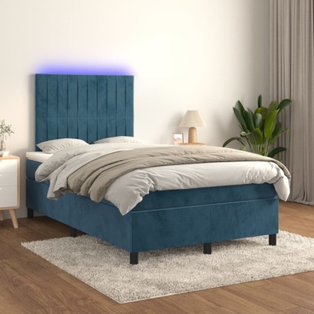 Boxspringbett mit Matratze & LED Dunkelblau 120x200 cm Samt