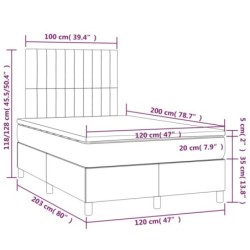 Boxspringbett mit Matratze & LED Dunkelblau 120x200 cm Samt