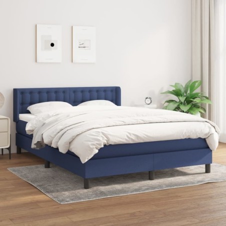 Boxspringbett mit Matratze Blau 140x190 cm Stoff