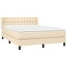 Boxspringbett mit Matratze Creme 140x190 cm Stoff