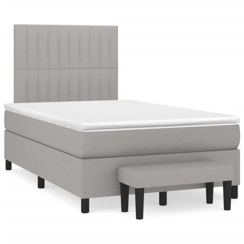 Boxspringbett mit Matratze Hellgrau 120x190 cm Stoff