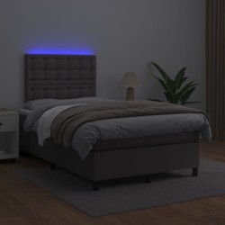 Boxspringbett mit Matratze & LED Grau 120x190 cm Kunstleder