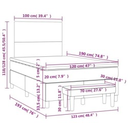 Boxspringbett mit Matratze Hellgrau 120x190 cm Samt