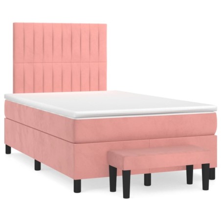 Boxspringbett mit Matratze Rosa 120x190 cm Samt