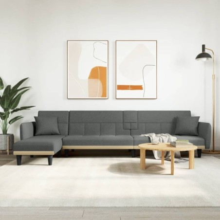 Schlafsofa in L-Form Dunkelgrau 275x140x70 cm Stoff