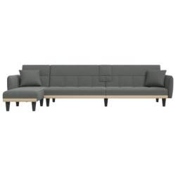 Schlafsofa in L-Form Dunkelgrau 275x140x70 cm Stoff