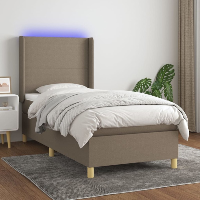 Boxspringbett mit Matratze & LED Taupe 100x200 cm Stoff