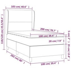 Boxspringbett mit Matratze & LED Taupe 100x200 cm Stoff