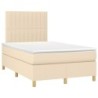 Boxspringbett mit Matratze & LED Creme 120x190 cm Stoff