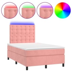 Boxspringbett mit Matratze & LED Rosa 120x190 cm Samt