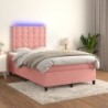 Boxspringbett mit Matratze & LED Rosa 120x190 cm Samt