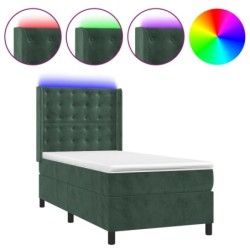 Boxspringbett mit Matratze & LED Dunkelgrün 100x200 cm Samt