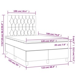 Boxspringbett mit Matratze Hellgrau 120x190 cm Stoff