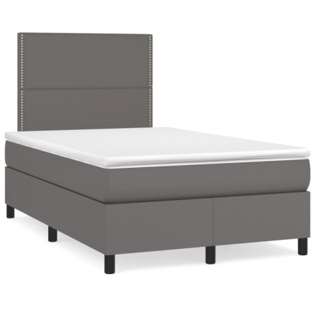 Boxspringbett mit Matratze Grau 120x190 cm Kunstleder