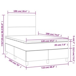 Boxspringbett mit Matratze Hellgrau 120x190 cm Stoff